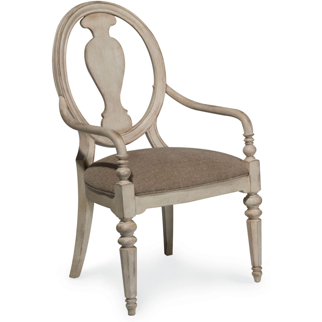 A R T Furniture Belmar Ii 4pc Round Dining Table Set In Antique Linen A R T Furniture Belmar Ii Oval Splat Back Arm Chair Set Of 2