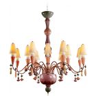 Lladro Ivy and Seed 16 Lights Chandelier Medium Flat Model  Red Coral