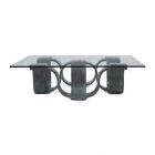 Oggetti Square Cocktail Table with 50" Square Glass, Grey