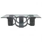 Oggetti Square Cocktail Table with 45" Square Glass, Grey