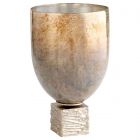 Cyan Design Small Tassilo Vase - Nickel and Ocean Glass (Dropshippable)