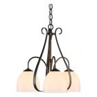 Hubbardton Forge Sweeping Taper 3 Arm Chandelier in Oil Rubbed Bronze, Opal Glass (GG)