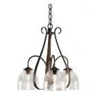 Hubbardton Forge Sweeping Taper 3 Arm Chandelier in Oil Rubbed Bronze, Water Glass (LL)