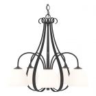 Hubbardton Forge Sweeping Taper 5 Arm Chandelier in Black, Opal Glass (GG)