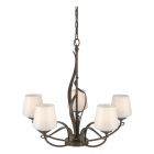 Hubbardton Forge Flora 5 Arm Chandelier in Bronze, Opal Glass (GG)