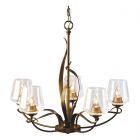 Hubbardton Forge Flora 5 Arm Chandelier in Bronze, Clear Glass (ZM)
