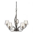Hubbardton Forge Flora 5 Arm Chandelier in Dark Smoke, Clear Glass (ZM)
