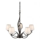 Hubbardton Forge Flora 5 Arm Chandelier in Oil Rubbed Bronze, Opal Glass (GG)
