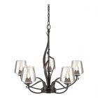 Hubbardton Forge Flora 5 Arm Chandelier in Oil Rubbed Bronze, Clear Glass (ZM)