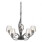 Hubbardton Forge Flora 5 Arm Chandelier in Natural Iron, Clear Glass (ZM)