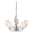 Hubbardton Forge Flora 5 Arm Chandelier in Vintage Platinum, Opal Glass (GG)