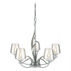 Hubbardton Forge Flora 5 Arm Chandelier in Vintage Platinum, Clear Glass (ZM)