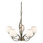 Hubbardton Forge Flora 5 Arm Chandelier in Soft Gold, Opal Glass (GG)