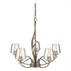 Hubbardton Forge Flora 5 Arm Chandelier in Soft Gold, Clear Glass (ZM)