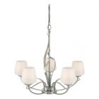Hubbardton Forge Flora 5 Arm Chandelier in Sterling, Opal Glass (GG)