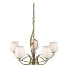 Hubbardton Forge Flora 5 Arm Chandelier in Modern Brass, Opal Glass (GG)