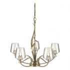 Hubbardton Forge Flora 5 Arm Chandelier in Modern Brass, Clear Glass (ZM)