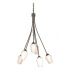 Hubbardton Forge Flora 6 Arm Chandelier in Bronze, Opal Glass (GG)