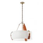 Hubbardton Forge Saratoga Small Pendant in Antique Brass, Natural Anna Shade (SF) 104070-1056