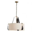 Hubbardton Forge Saratoga Small Pendant in Antique Brass, Flax Shade (SE) 104070-1059