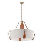 Hubbardton Forge Saratoga Large Pendant in Antique Brass, Flax Shade (SE)
