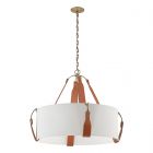 Hubbardton Forge Saratoga Large Pendant in Antique Brass, Natural Anna Shade (SF)