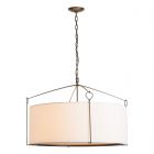 Hubbardton Forge Bow Large Pendant in Dark Smoke, Natural Anna Shade (SF)