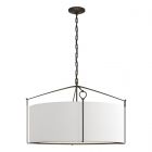 Hubbardton Forge Bow Large Pendant in Black, Natural Anna Shade (SF)