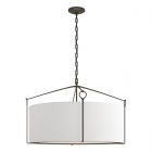 Hubbardton Forge Bow Large Pendant in Natural Iron, Natural Anna Shade (SF)