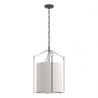 Hubbardton Forge Bow Tall Pendant in Dark Smoke, Flax Shade (SE)
