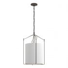 Hubbardton Forge Bow Tall Pendant in Dark Smoke, Natural Anna Shade (SF)
