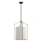 Hubbardton Forge Bow Tall Pendant in Black, Flax Shade (SE)