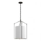 Hubbardton Forge Bow Tall Pendant in Black, Natural Anna Shade (SF)