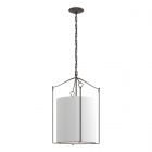 Hubbardton Forge Bow Tall Pendant in Natural Iron, Natural Anna Shade (SF)