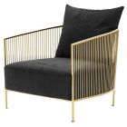 Eichholtz Knox Gold Finish Black Velvet Chair