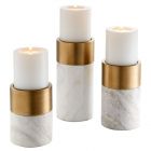 Eichholtz Sierra White Marble Brass Finish S/3 Candle Holder
