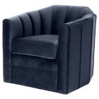 Eichholtz Delancey Savona Midnight Blue Velvet Swivel Chair