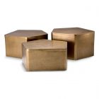 Eicholtz Coffee Table Veenazza Vintage Brass Finish Set Of 3