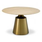 Eichholtz Dining Table Nathan Brushed Brass Finish Travertine