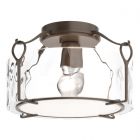 Hubbardton Forge Bow Medium Semi-Flush in Bronze, Water Glass (LL)