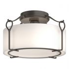 Hubbardton Forge Bow Medium Semi-Flush in Dark Smoke, Opal Glass (GG)