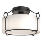 Hubbardton Forge Bow Medium Semi-Flush in Black, Opal Glass (GG)