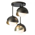 Hubbardton Forge Brooklyn 3-Light Double Shade Semi-Flush in Oil Rubbed Bronze, Opal Glass (GG) 121374-1035