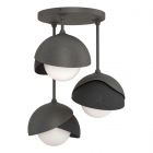 Hubbardton Forge Brooklyn 3-Light Double Shade Semi-Flush in Natural Iron, Opal Glass (GG) 121374-1038