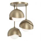 Hubbardton Forge Brooklyn 3-Light Double Shade Semi-Flush in Soft Gold, Opal Glass (GG) 121374-1060