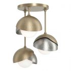 Hubbardton Forge Brooklyn 3-Light Double Shade Semi-Flush in Soft Gold, Opal Glass (GG) 121374-1061