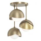 Hubbardton Forge Brooklyn 3-Light Double Shade Semi-Flush in Soft Gold, Opal Glass (GG) 121374-1062