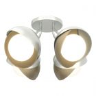 Hubbardton Forge Brooklyn 4-Light Double Shade Semi-Flush in Vintage Platinum, Opal Glass (GG) 121376-1051