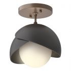 Hubbardton Forge Brooklyn 1-Light Double Shade Semi-Flush in Bronze, Opal Glass (GG) 121377-1002