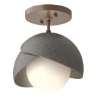 Hubbardton Forge Brooklyn 1-Light Double Shade Semi-Flush in Bronze, Opal Glass (GG) 121377-1004